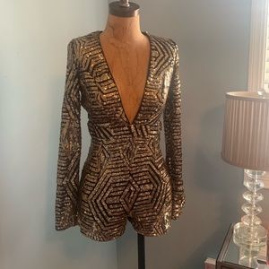 Sequined Black & Gold romper